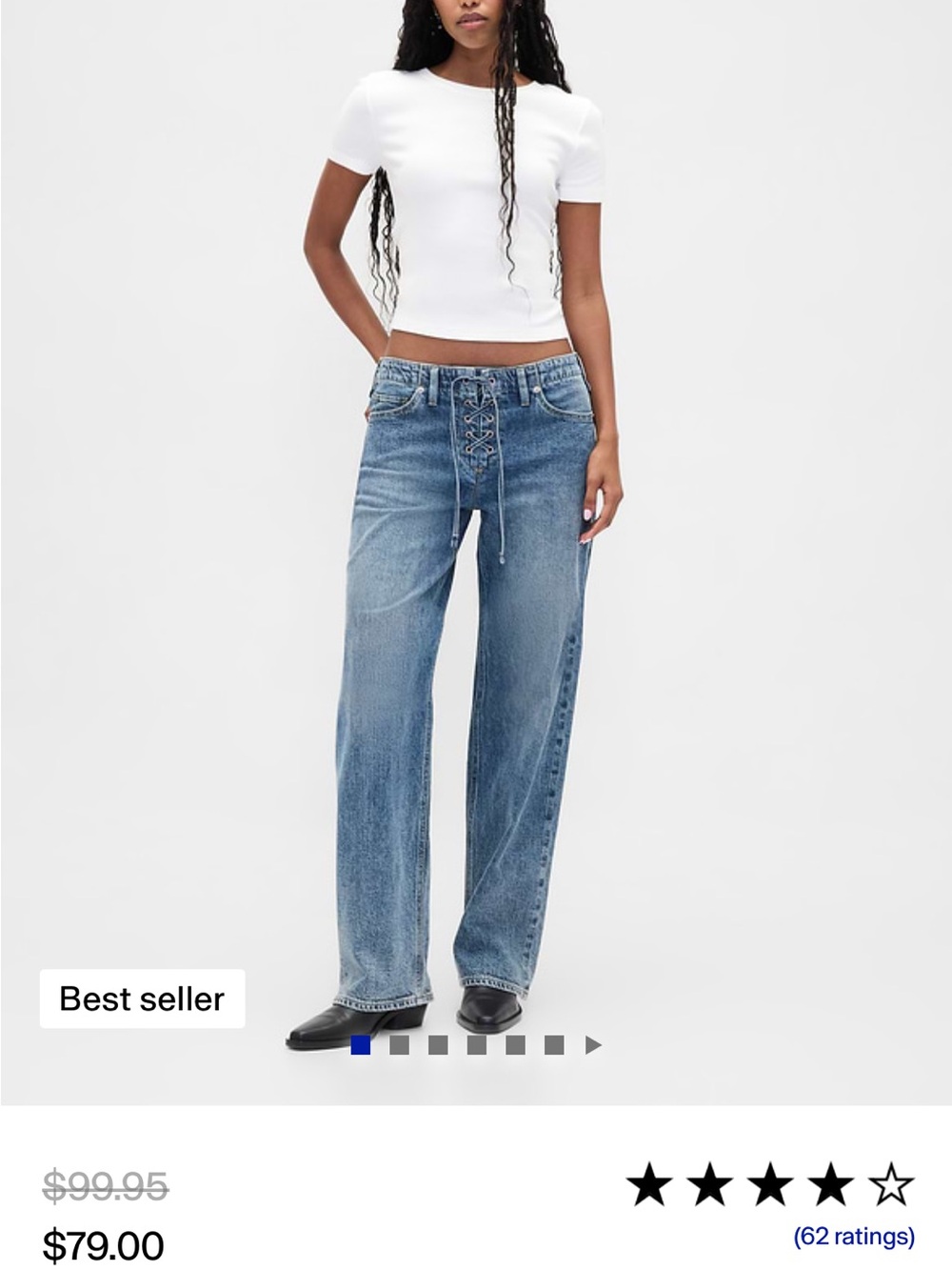 GAP Low Rise Lace-Up ‘90s Loose Jeans Size 4L (27 Long)